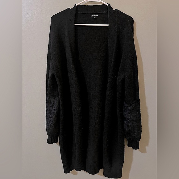 Who What Wear long black Cardigan with faux fur detail on sleeve small - Picture 5 of 5